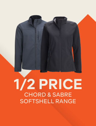 1/2 PRICE CHORD & SABRE SOFTSHELL RANGE