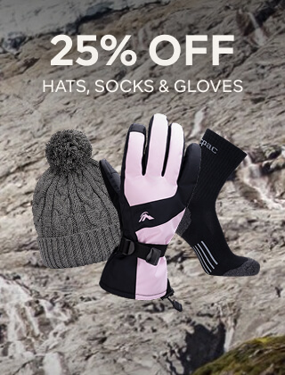25% OFF HATS, SOCKS & GLOVES
