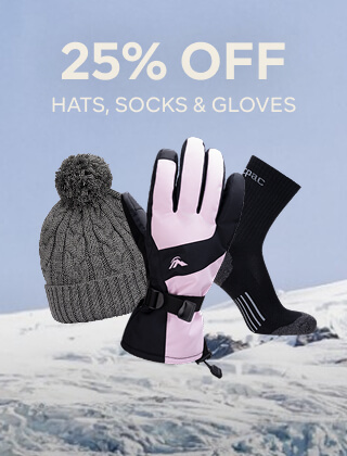 25% OFF HATS, SOCKS & GLOVES