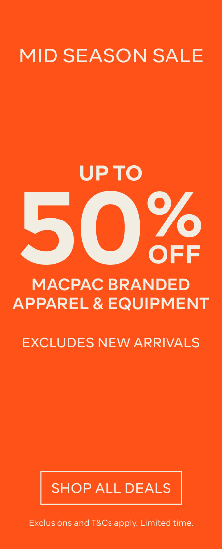 UP TO 50% OFF MACPAC BRANDED APPAREL & EQUIPMENT - SHOP ALL DEALS