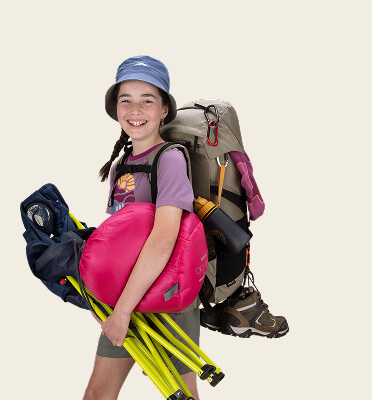 KID WITH HIKING GEAR