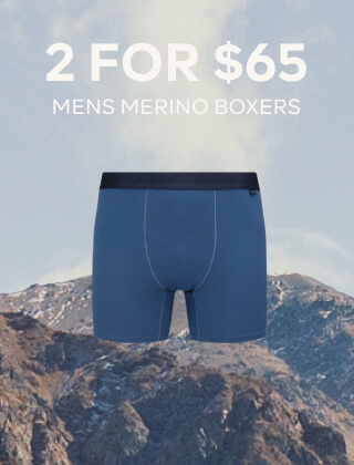 2 FOR $65 MENS MERINO BOXERS