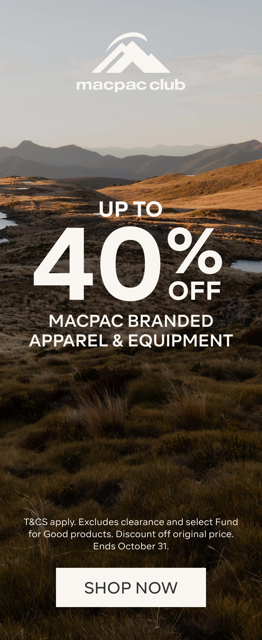 UP TO 50% OFF MACPAC APPAREL